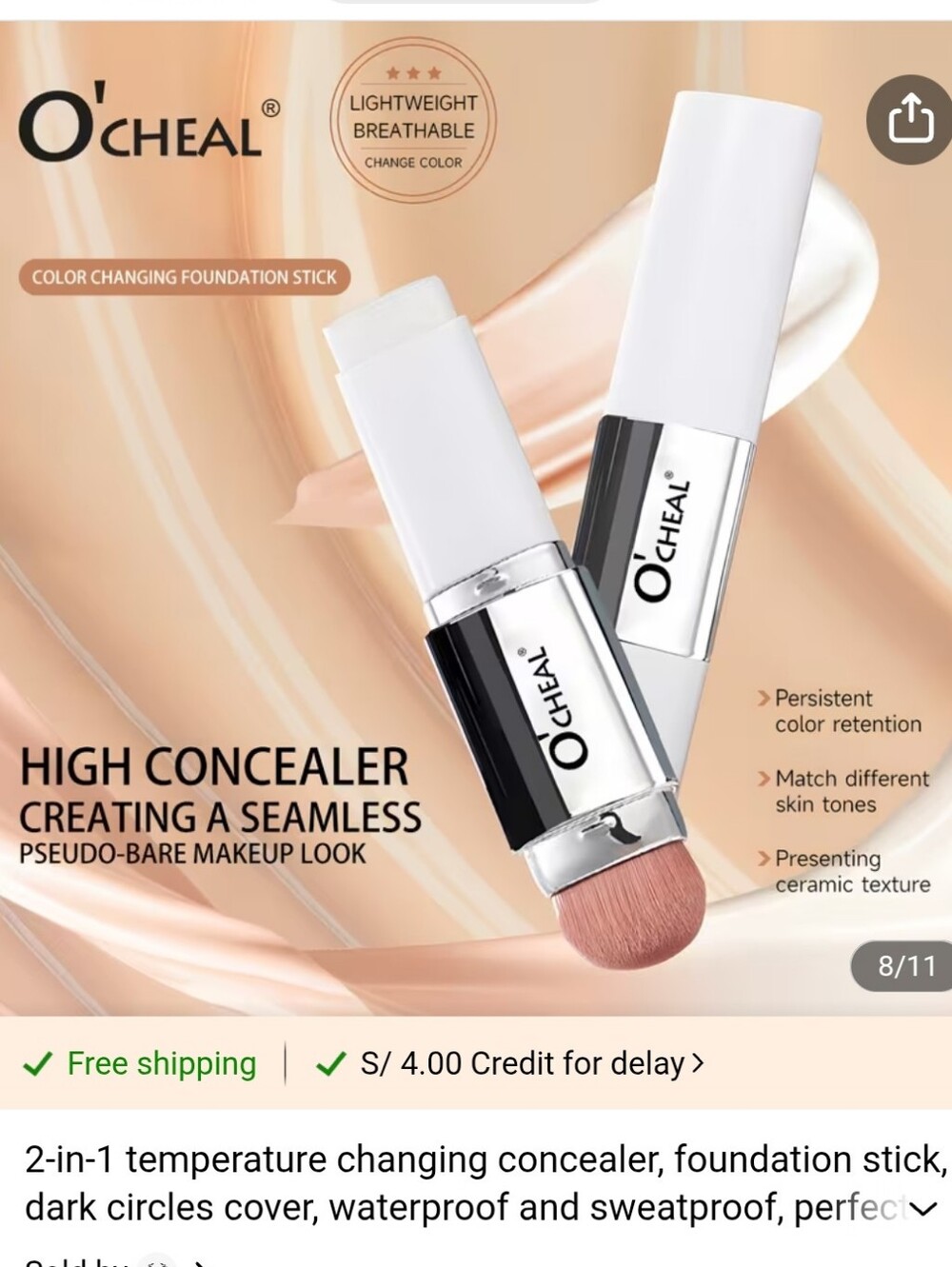 O'Cheal Color-Changing Foundation & Concealer Stick - Natural Shade ✨️5/$30